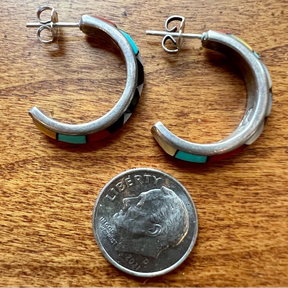 Sterling silver inlay earrings - Picture 5 of 5